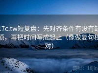 17c.tw短复盘：先对齐条件有没有缺项，再把时间写成起止（像做复句校对）
