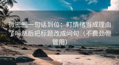 微密圈一句话到位：盯情绪当成理由了吗然后把标题改成问句（不费劲但管用）